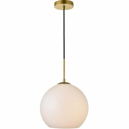 CLING Baxter 1 Light Pendant Ceiling Light with Frosted White Glass Brass CL2955337